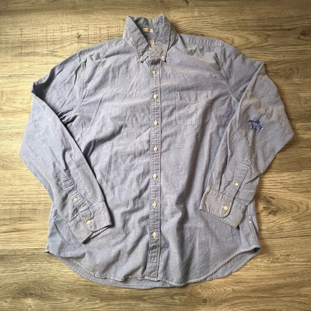J.Crew Oxford Shirt Mens XLT Blue Broken-In Classic Long Sleeve Button Down L77